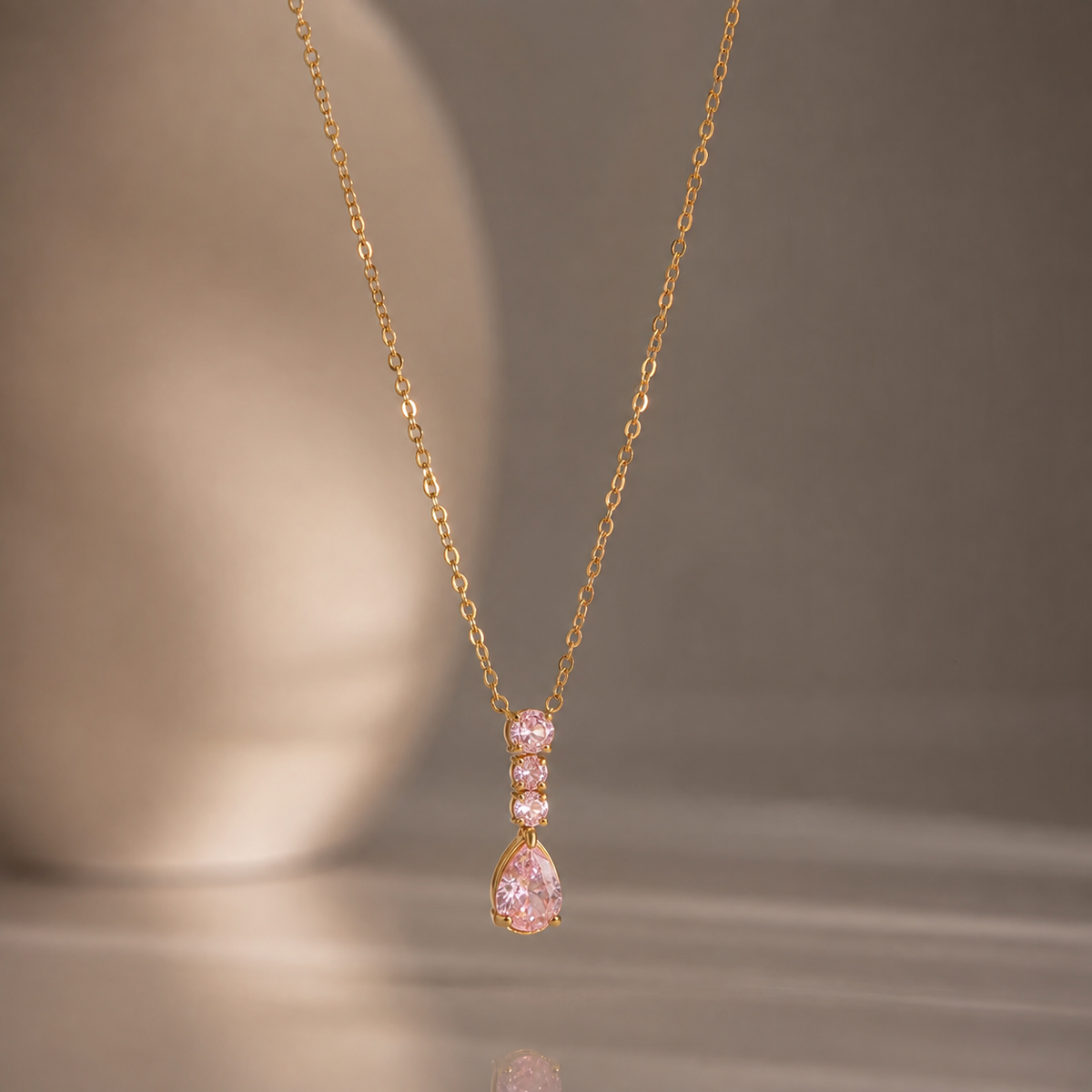Pink Teardrop Necklace