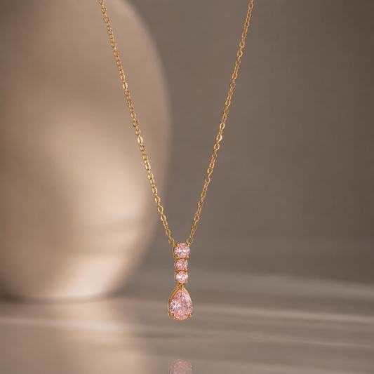 Pink Teardrop Necklace